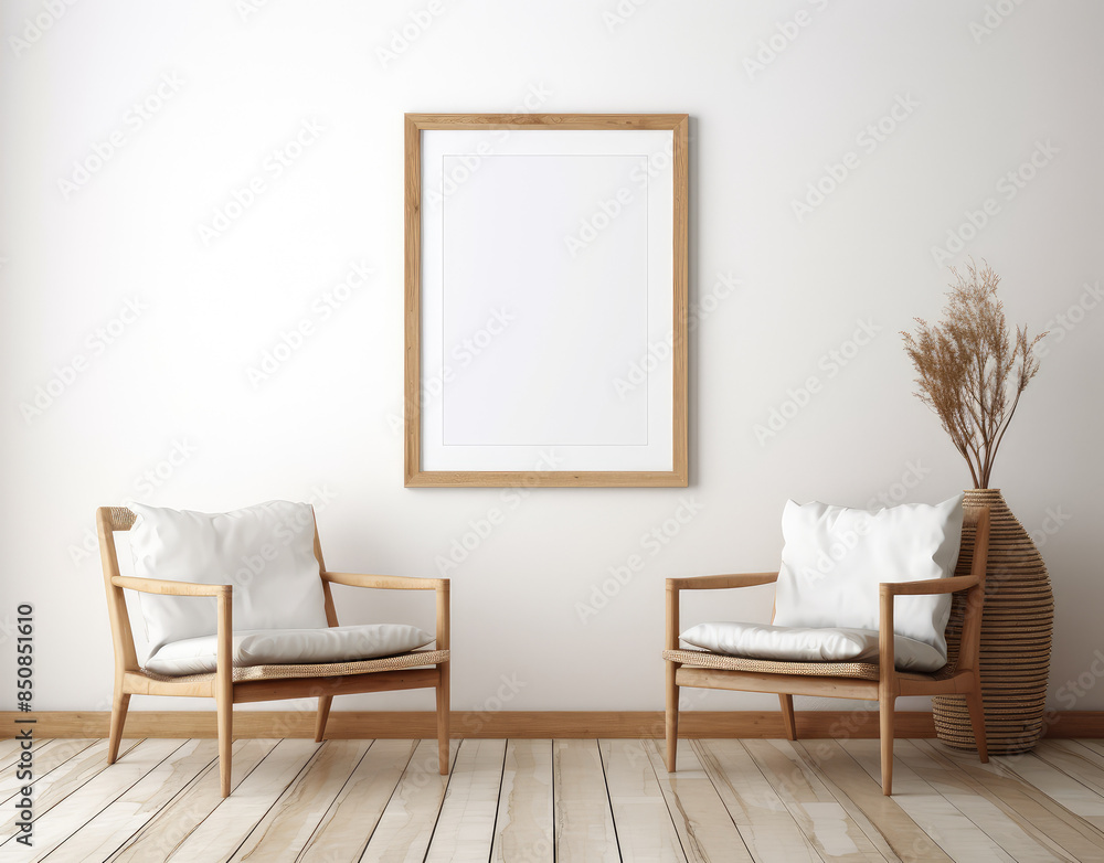 Serene Minimalist Interior with Wooden Accents Serene Minimalist Interior with Wooden Accents