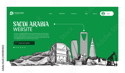 Saudi Arabia landmark web design illustration