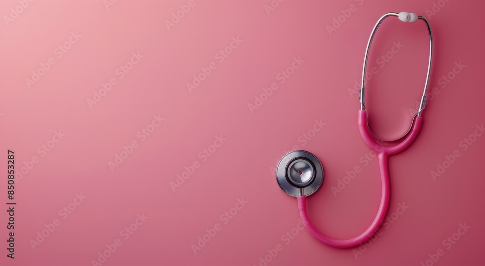 Pink Stethoscope on Pink Background Pink Stethoscope on Pink Background