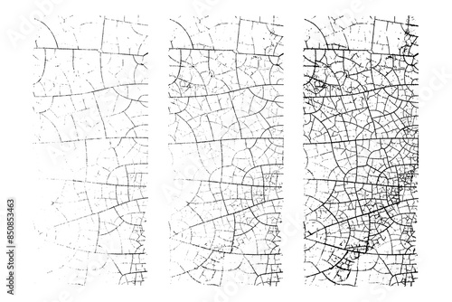 Vector natural texture vertical backgrounds set. Vector overlay textures of cracked surface. One colour graphic resources.