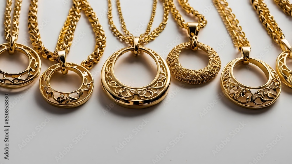 Gold necklace isolated on white background There are gold and silver links Gold necklace isolated on white background There are gold and silver links