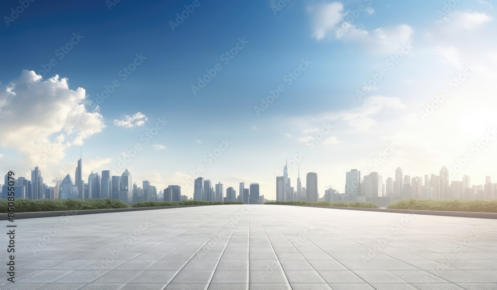 Obraz premium Modern City Skyline with Clear Sky