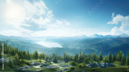 Serene Mountain and Lake Panorama