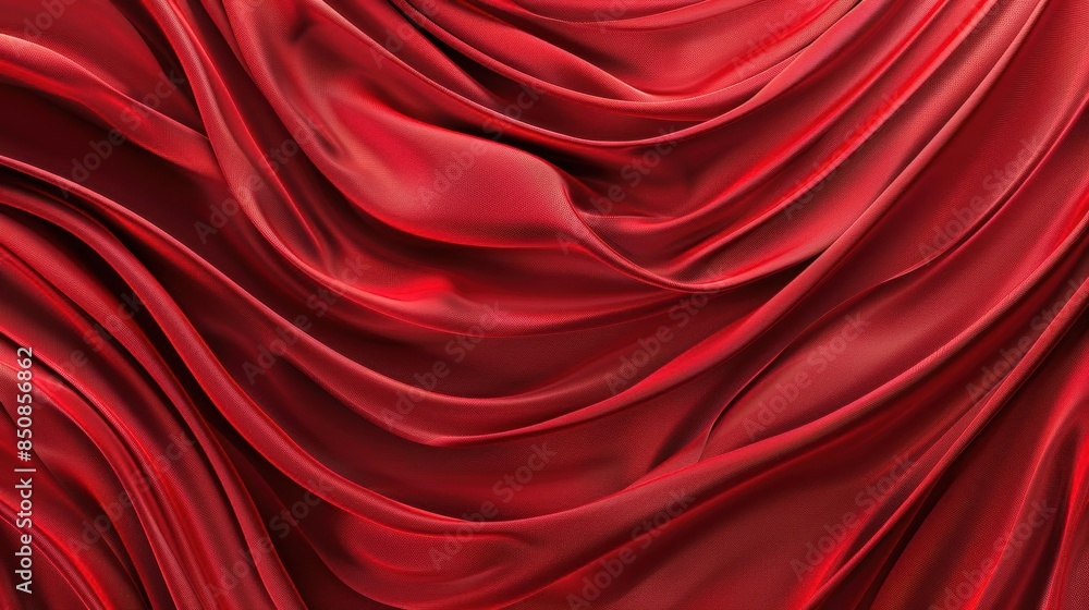Fototapeta premium elegant red curtain background with satin texture and wavy folds