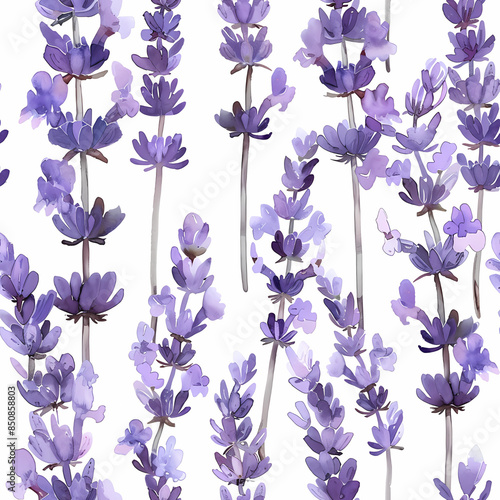 Watercolour lavender fields seamless