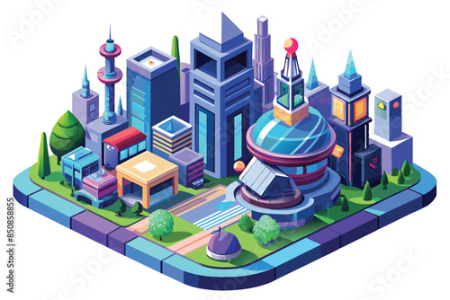 isometric city building design