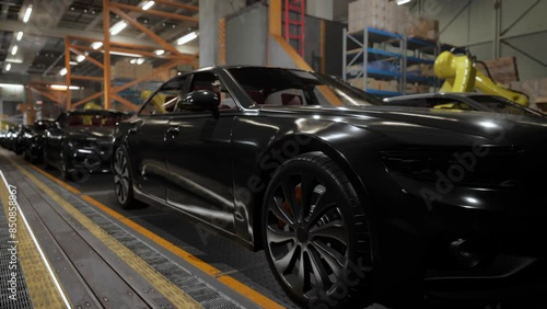 Wallpaper Mural Automobile Factory Interior. Black Colored Car Body On A Car Assembly Line. Industrial Plant, Automobile Factory, Car Production Factory Facility Torontodigital.ca