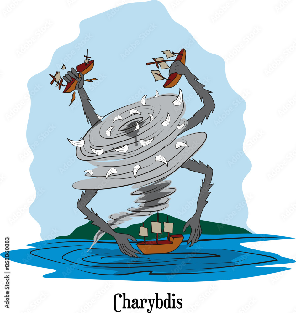 Ταπετσαρία Illustration vector isolated of charybdis, greek mythology