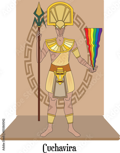 Illustration Vector Isolated of native indigenous God, Cuchavira, Rainbow and agriculture, Muisca, Chibcha photo