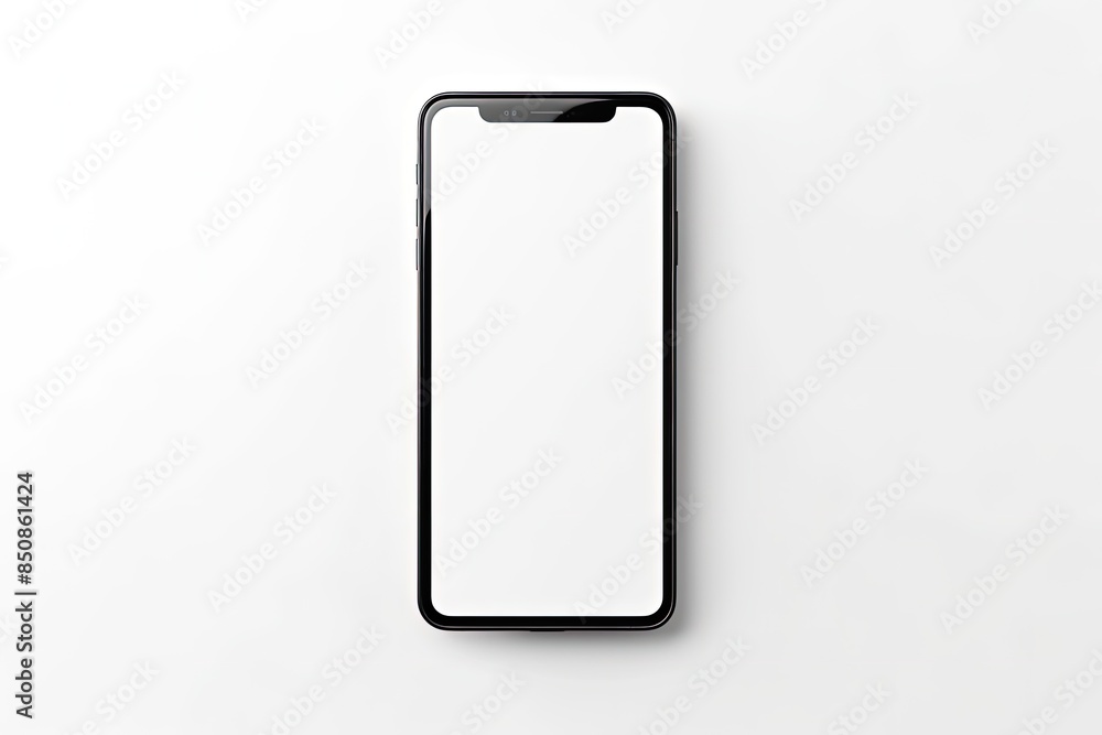 phone with blank screen mockup isolated on white background