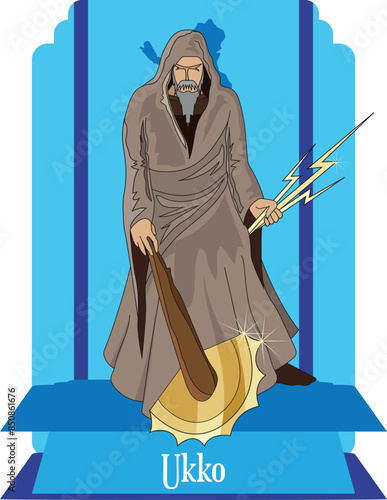 illustration vector isolated of Finnish God, Ukko, Ylijumala, Main god, thunder god, time god