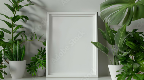 white frame mockup green plants in the background botanical inspired design