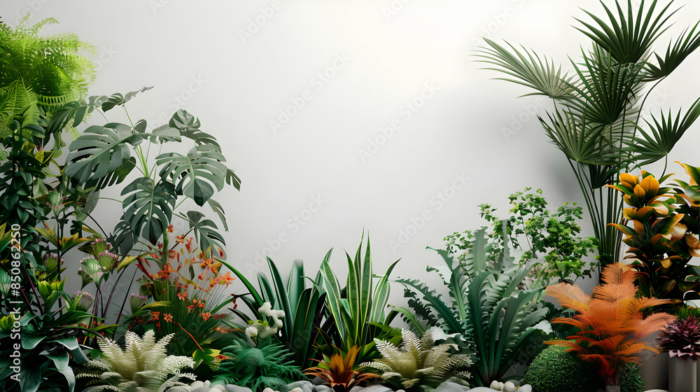 Fototapeta premium botanic mockup with garden plants