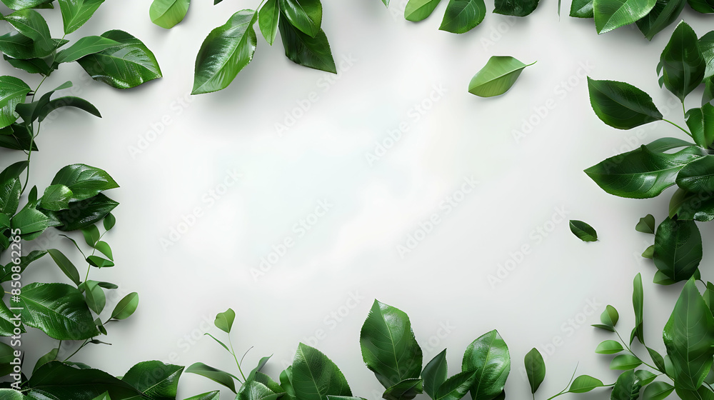 botanic mockup with green leaves botanic mockup with green leaves