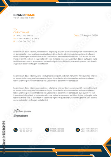 Modern business letterhead template, corporate letterhead template design