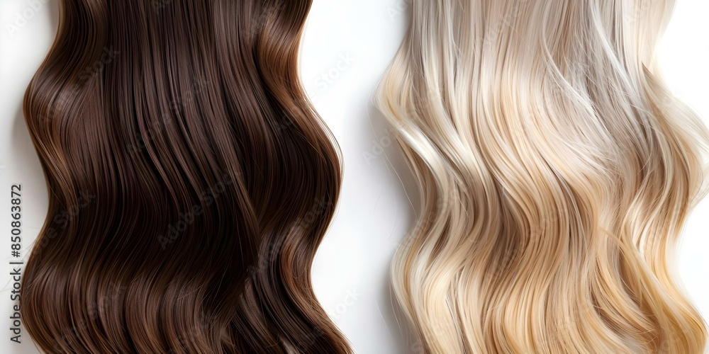 Hair Extensions Beauty Transformation Before and After on a White Background. Concept Hair Extensions, Beauty Transformation, Before and After, White Background Hair Extensions Beauty Transformation Before and After on a White Background. Concept Hair Extensions, Beauty Transformation, Before and After, White Background