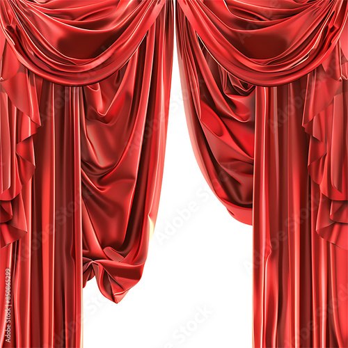 luxury red curtain isolated on transparent background