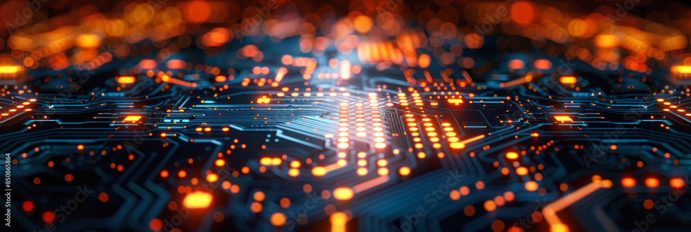 Obraz premium Abstract network of circuit board paths
