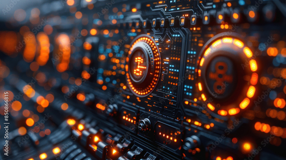 Futuristic motherboard with circular elements Futuristic motherboard with circular elements