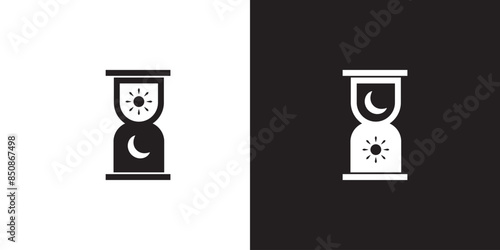 light and night time logo, sun and moon symbol, time icon, logo template design
