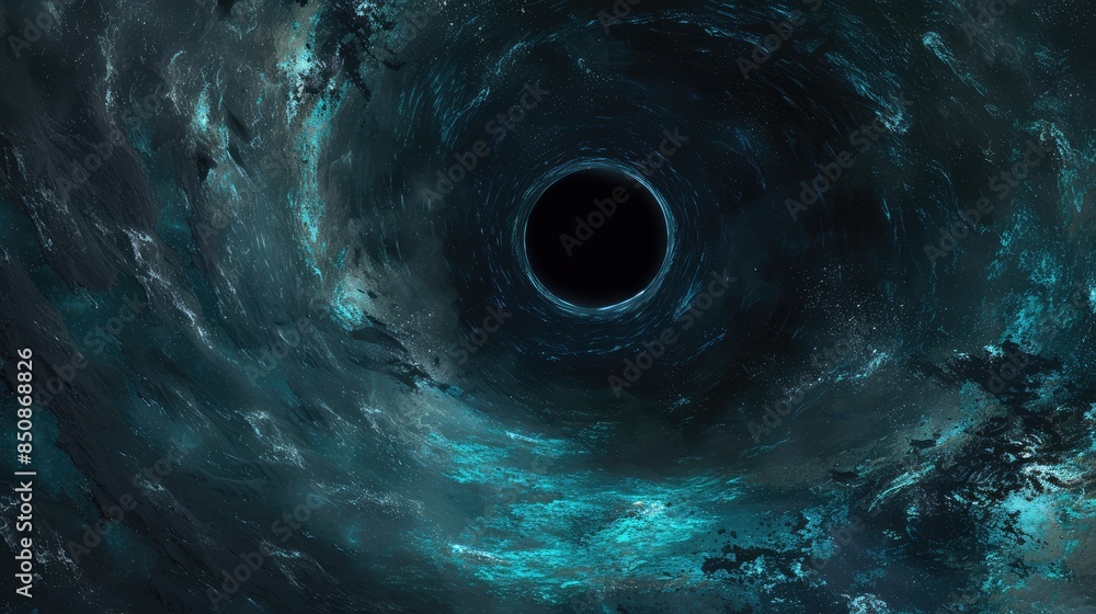 Dark Black Hole in Turbulent Space Scene Dark Black Hole in Turbulent Space Scene