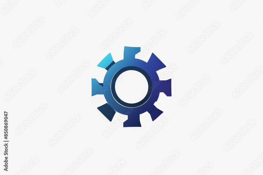 Abstract blue gear icon on white background. Abstract blue gear icon on white background.