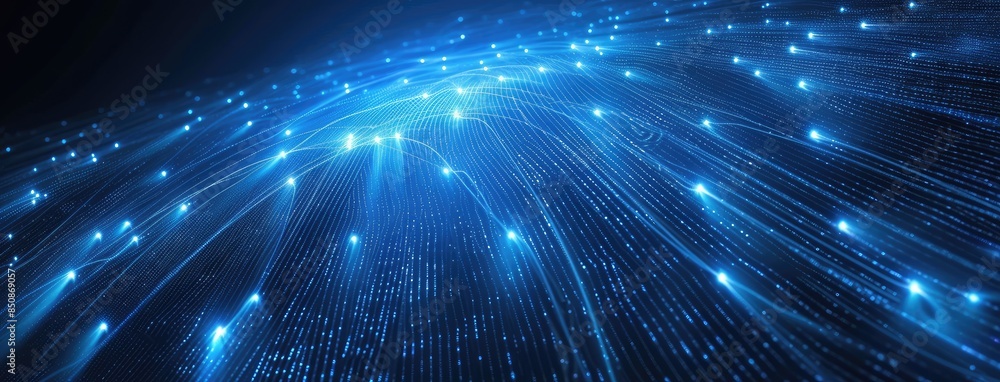 Fototapeta premium Abstract Blue Fiber Optic Lights Technology Background