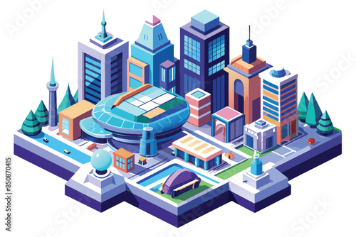 isometric city building design
