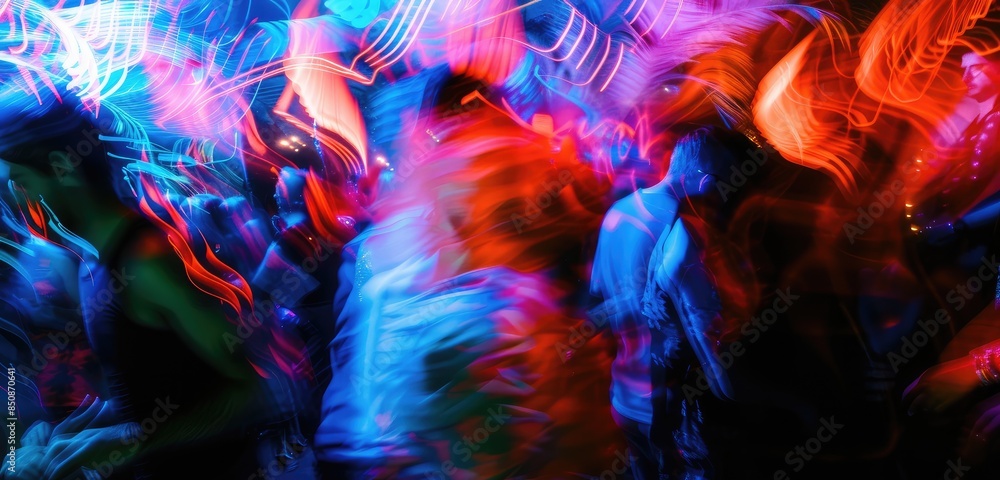 Fototapeta premium Energetic Dance Floor with Vivid Light Streaks