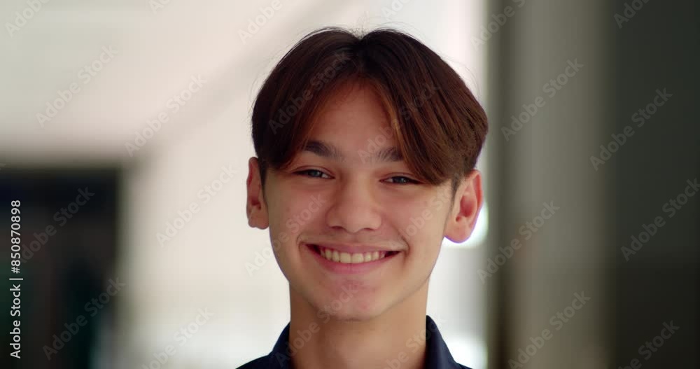 A happy smile of a handsome male high school student who is half Asian-European. A happy smile of a handsome male high school student who is half Asian-European.
