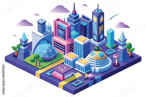 isometric city building design