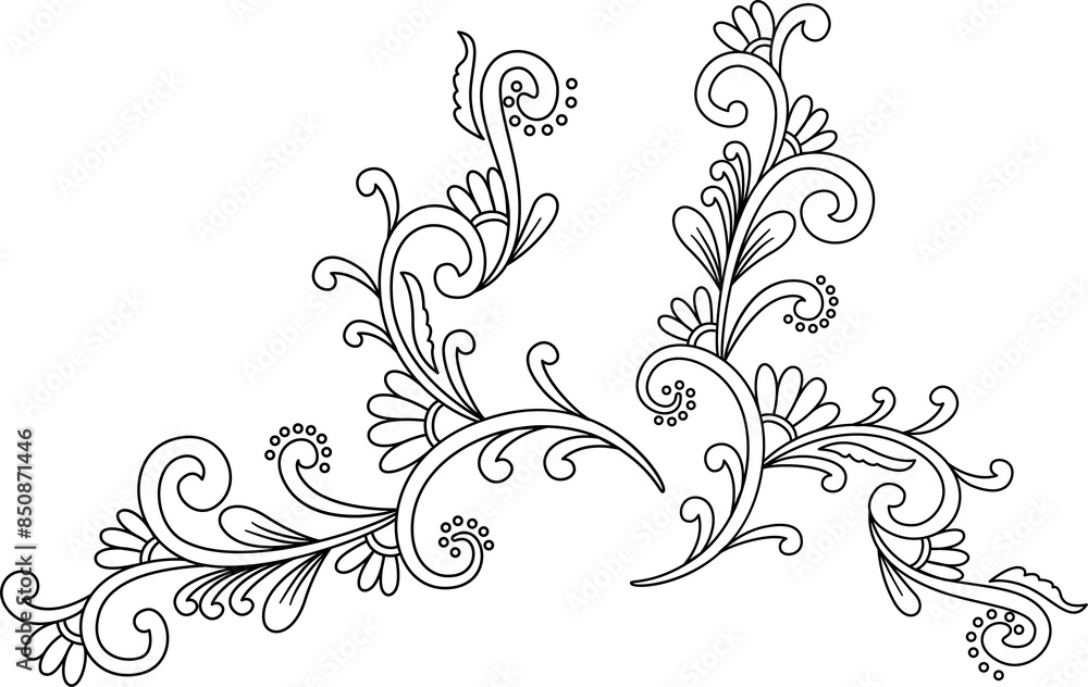 counter pattern floral branch, isolated on white background raster counter pattern floral branch, isolated on white background raster