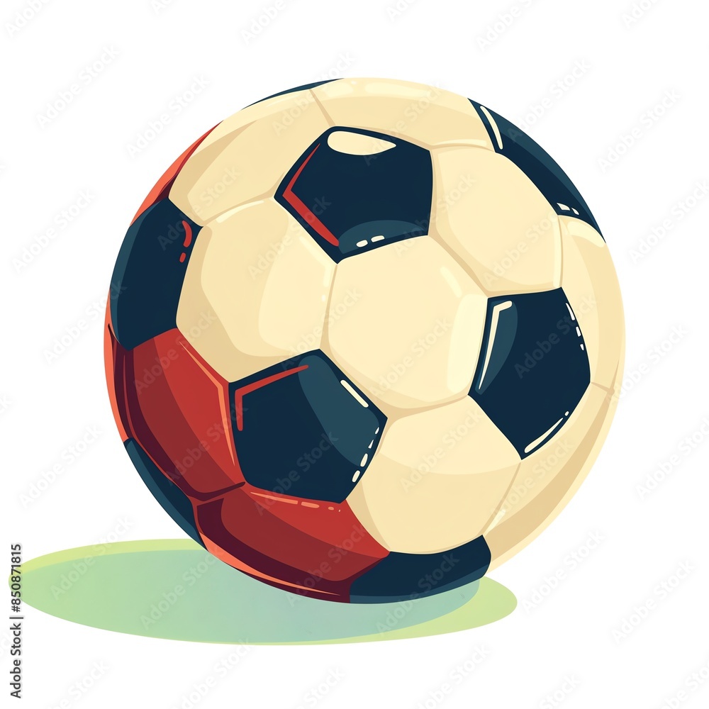 Fototapeta premium A football clipart, sports equipment element, flat design, colorful, isolated on white background