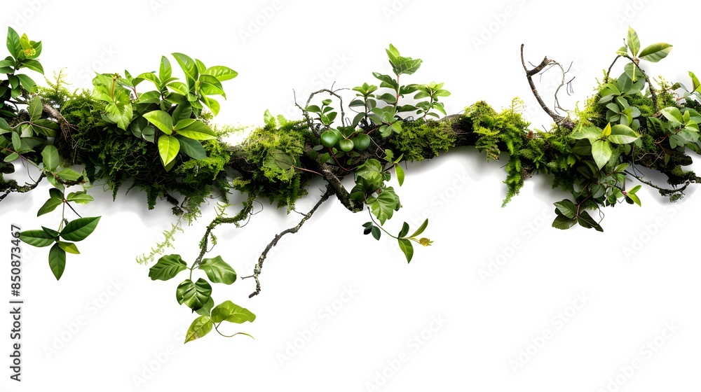 Obraz premium Vines with moss on a white background