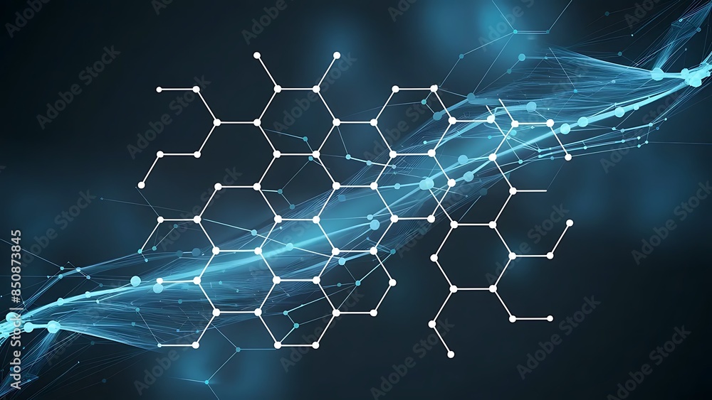 Obraz premium Structure molecule and communication hexagonal