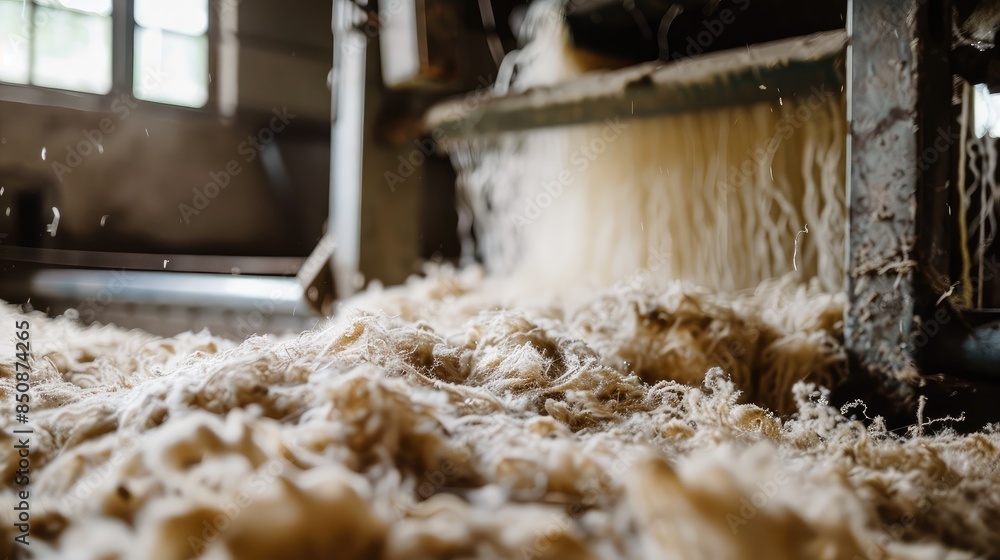 Raw Wool Processing in a Factory Raw Wool Processing in a Factory