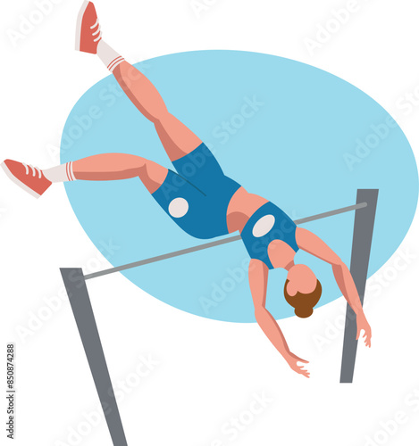 pole vault athletics hand draw illustration