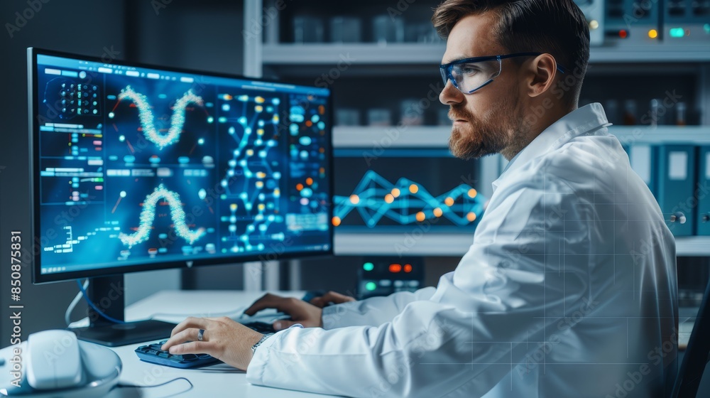A scientist analyzing a detailed DNA sequence on a computer monitor, emphasizing the critical role of bioinformatics in modern genetic research. A scientist analyzing a detailed DNA sequence on a computer monitor, emphasizing the critical role of bioinformatics in modern genetic research.