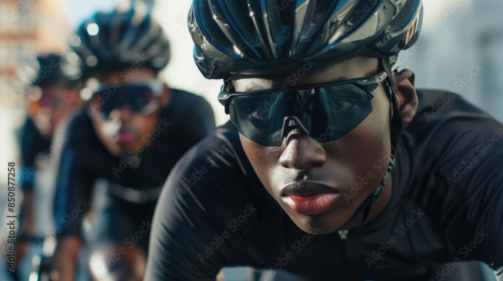 Focused cyclist in a street race Focused cyclist in a street race