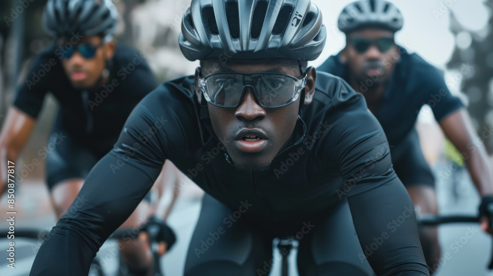 Dynamic action shot of a cyclist racing Dynamic action shot of a cyclist racing