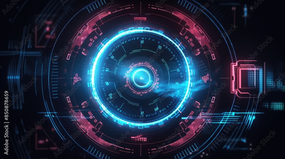 Futuristic HUD Interface with Blue and Red Lights Futuristic HUD Interface with Blue and Red Lights