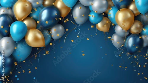Wallpaper Mural Vibrant Blue and Gold Balloons Party Decoration Torontodigital.ca