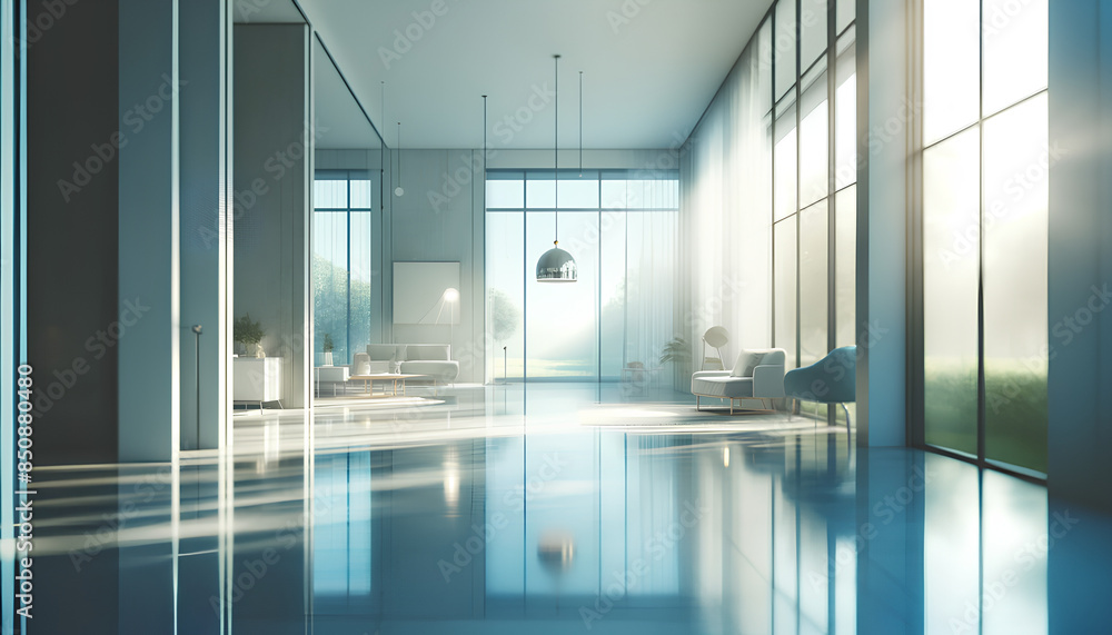 Fototapeta premium Finance, Technology, Building, Consulting, Minimalist, Spacious, Interior, Office, Architecture