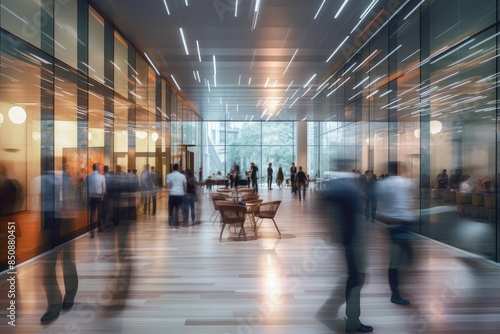 Wallpaper Mural Modern Office Lobby with People in Motion Torontodigital.ca