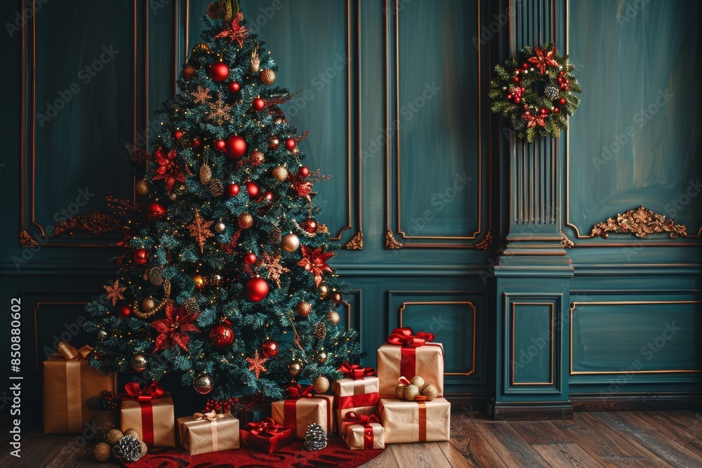 Decorated Christmas Tree With Gifts Decorated Christmas Tree With Gifts