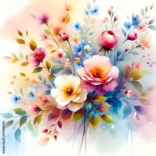 Vector watercolor painted flower.