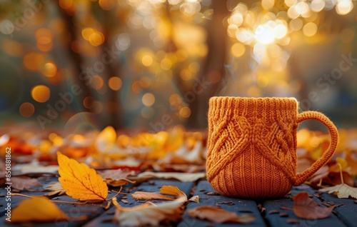 A Warm Mug of Coffee on a Sunny Autumn Day