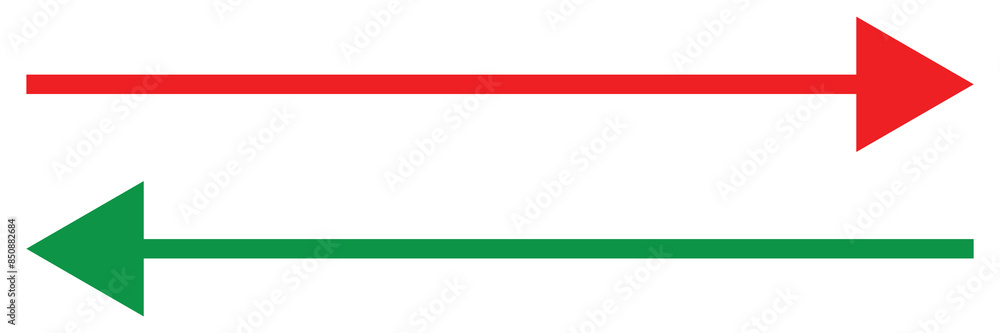 Long arrows icon set. Vector set of trendy long arrows green left and red right in flat style. Icons isolated on white background. Vector illustration. Eps file 27. Long arrows icon set. Vector set of trendy long arrows green left and red right in flat style. Icons isolated on white background. Vector illustration. Eps file 27.