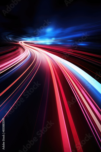 High-Speed Light Trails on Dark Highway © evening_tao
