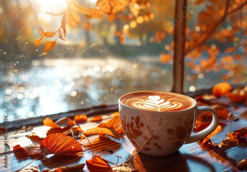 Autumnal Coffee Near a River Window